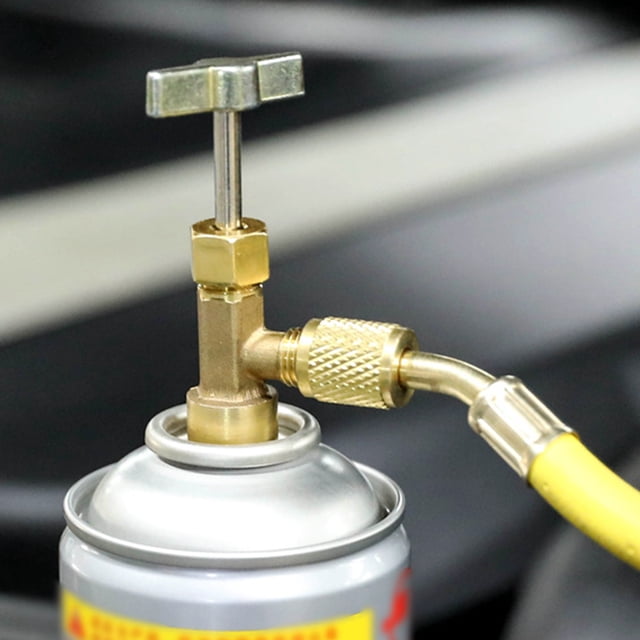 KALLORY Kit De Carga De Refrigerante Para Automóvil Con Adaptador Metálico Dorado Y Sellada