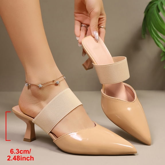 Xucatan Women's High Heel Mule Sandals, Dressy Pointed Toe Closed Toe Footwear, Comfortable Block Heel for Office Daily Wear Gift