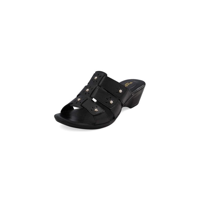 Sandalia Color Negro Corte De Piel Altura 4.5Cm Mundo Terra 030255