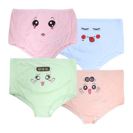 

4PCS Women Lady High Waist Cute Adjustable Panties Cartoon Briefs Maternity Underwear (#2 2XL)
