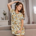 thumbnail image 3 of Balery Hippie Bee Honeycomb Camisón de manga corta con cuello redondo para mujer, cómodo y elegante., 3 of 6