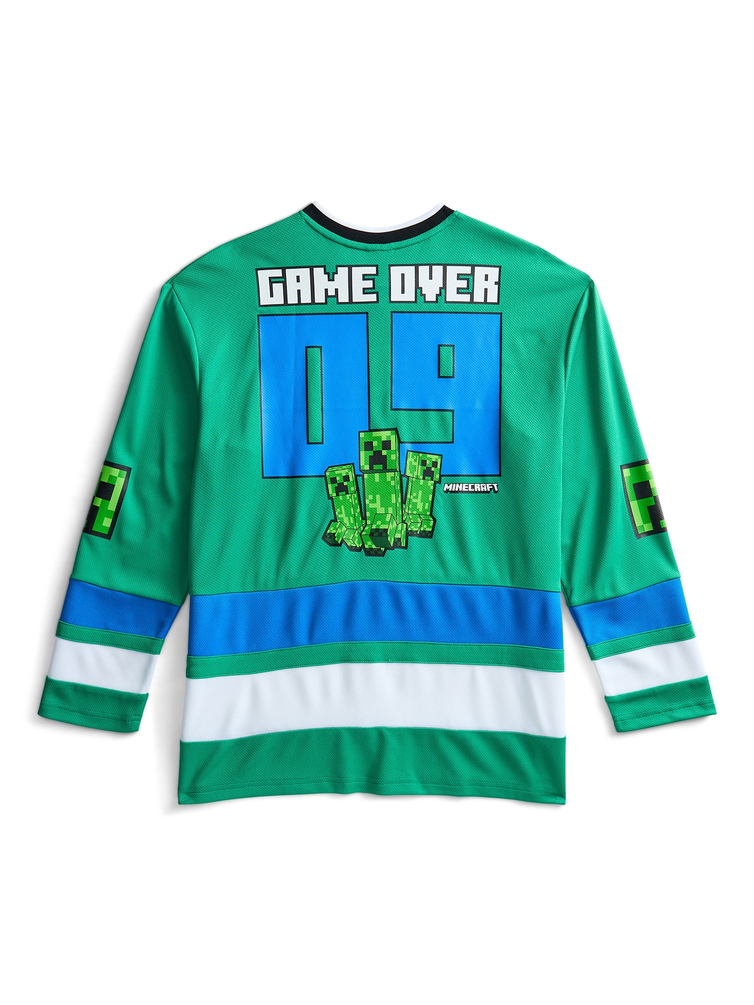 Minecraft Boys and Big Boys Game Over Creeper Graphic Hockey Jersey, Sizes 4-18