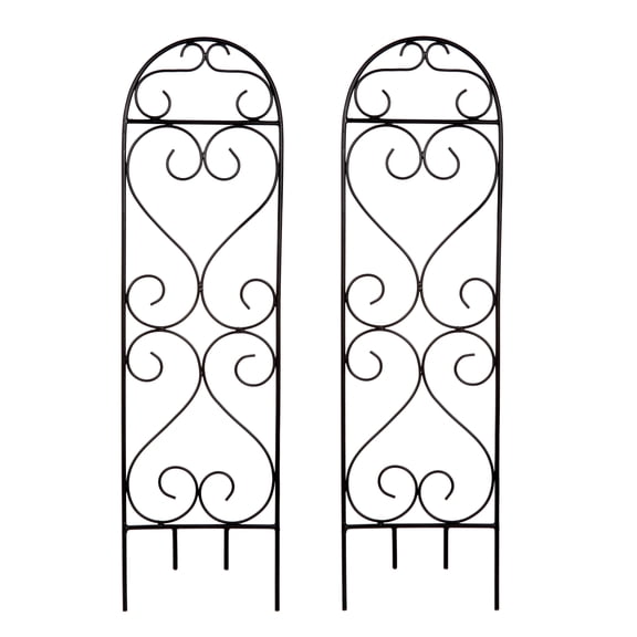 HOSLEY 7.5 in x 27 in Black Iron Arch Shape Trellises 2 Count
