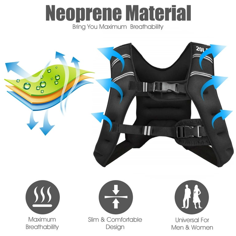Costway 20LBS Adjustable Weighted Vest with Mesh Bag for Fitness