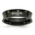 thumbnail image 1 of Titanium Cross Black Plated 6mm Concave Ring Wedding Designed Religious, 1 of 11