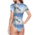 thumbnail image 4 of Naloa Christmas Snowman In The Snow Women's Short-Sleeved Onesie, One-Piece Swimsuit for Parties, dates, clubs - Small, 4 of 9