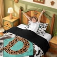 thumbnail image 3 of meiyoeat Western Cow Print Monogram D Twin Duvet Cover For Boys,Leopard Initial Print Twin Bedding,Black Reversible,2 Pieces,1 Duvet Cover and 1 Pillowcase, 3 of 6