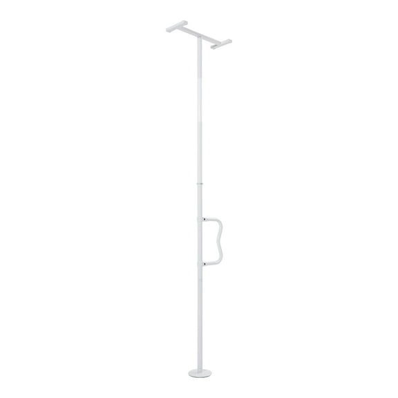 VEVOR Floor-to-Ceiling Transfer Pole, Tension Mounted Bathroom Grab Bar with Anti-Slip Curve Handle, 300 Lbs Capacity Security Pole for Elderly, Ideal Senior Safety Pole for 7-10 Ft Ceilings, White