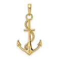 thumbnail image 3 of 14K Yellow Gold Charm Pendant Men'S Polished Anchor With Rope, 3 of 4