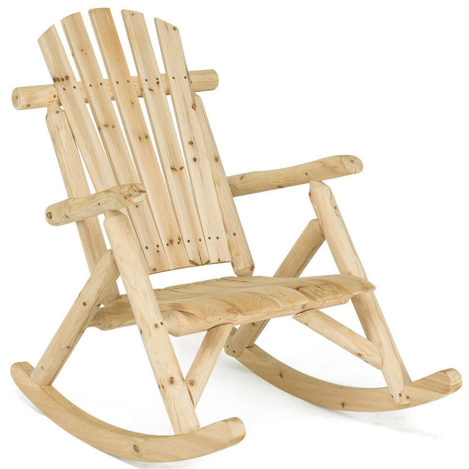 Aimee Lii Outdoor Wooden Folding Lounge Rocker, Rocking Lounge Chair Outdoor, Sturdy, Movable, Natural