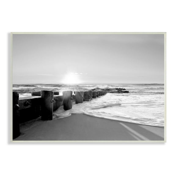 Stupell Indtries Beach Tide Sea Foam Landscape Black White Photography,15 x 10,Design by Natalie Carpentieri