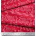 thumbnail image 2 of Soimoi Poly Georgette Fabric Stripe,Leaves & Hen Block Print Fabric by The Yard 52 Inch Wide, 2 of 4