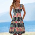 thumbnail image 2 of Vestido casual de verano para mujer, sin mangas, hasta la rodilla, plisado, cuello redondo, estampado Fridja hjkh2403, 2 of 5
