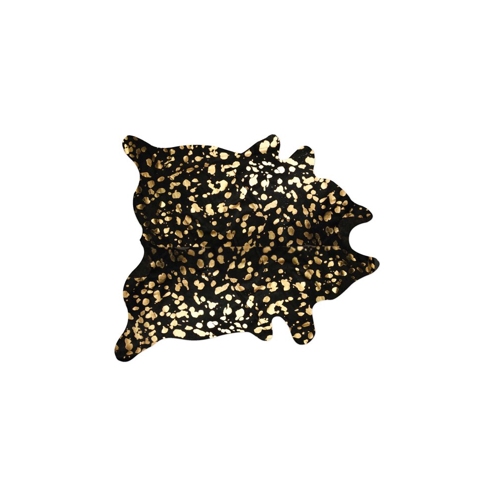 5" X 7" Black And Gold Cowhide Area Rug
