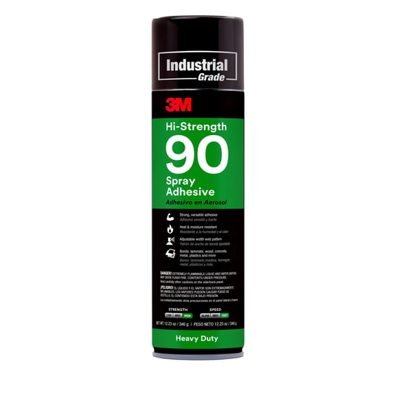 3M Hi-Strength 90 Spray Adhesive, Clear, Net Wt 12.23 oz, 12/case, NOT FOR SALE OR USE IN CA, CONSULT LOCAL REGS