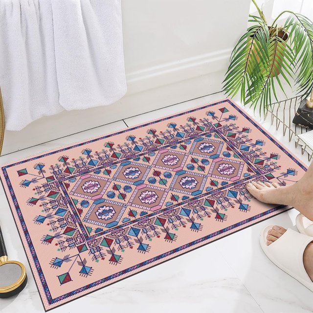 Granjero Gordo Alfombrilla de baño antideslizante de felpa mullida, accesorio de baño decorativo de 15 x 23 pulgadas (E)