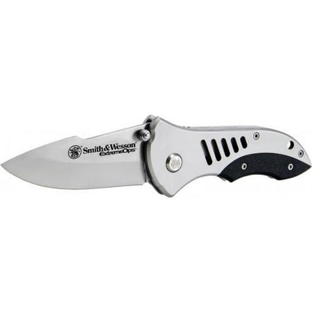 Smith and Wesson CK54. 7 inch Plain Blade, Stainless- Black G10 Handle, with Clip