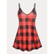 thumbnail image 1 of Top Cami de Talla Extra a Cuadros Rosegal  Camisetas sin mangas de talla grande, 1 of 5
