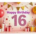 thumbnail image 4 of Sparkly Glittery 16th Birthday Banner Background with Balloons Stars and Gifts Party Supplies Photography Props for Birthday Party Celebrations Decorations Happy Birthday Event Backdrop, 4 of 8