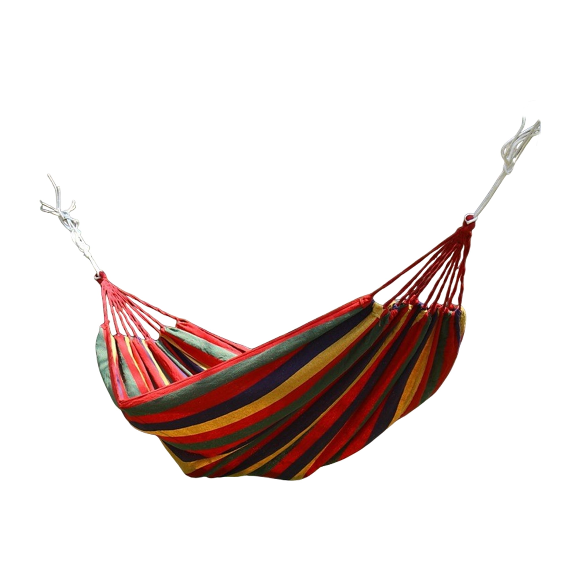 Unique Bargains 1 Pc No Stick Double Hammock for Outdoor Red Green Yellow 102.36" Length