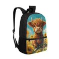thumbnail image 2 of Uourmeti Highland Cow Pattern Lightweight Backpack for Daily Use Travel, Durable Fabric Fine Craftsmanship School Backpack Large Capacity Student Bookbag, 2 of 6