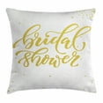 thumbnail image 1 of Bridal Shower Decorations Throw Pillow Cushion Cover, Hand Written Sketch Ivy Lettering Bride Party with Dots Image, Decorative Square Accent Pillow Case, 18 X 18 Inches, Gold and White, by Ambesonne, 1 of 2