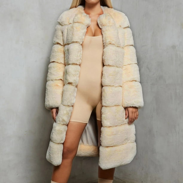 WREESH Women Plus Size Short Faux Coat Warm Furry FauxLong Jacket Long Sleeve Outerwear