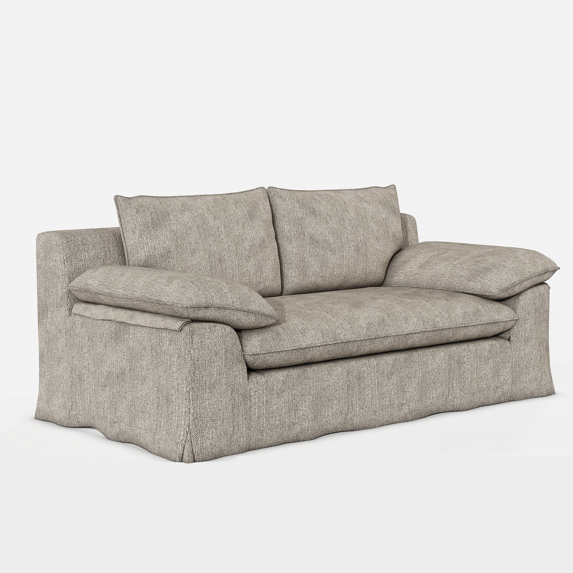 Modern Compression Loveseat Sofa with Removable Washable Cover,Deep Seat Linen Fabric Upholstered Couch with High-Density Foam for Living Room,Apartmen,No Assembly Required,Grey