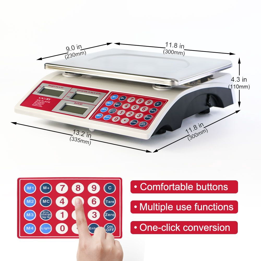 CAMRY Price Computing Commercial Scale 66lb for Food Meat Produce with Backlight Stainless Steel Platform