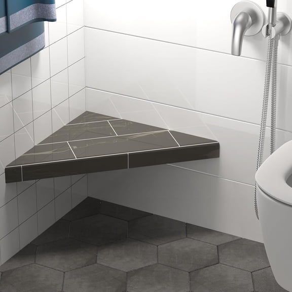 Floating Corner Shower Bench Kit with Backrest - Stainless Steel Bathroom Safety Seat for Elderly and Disabled Users