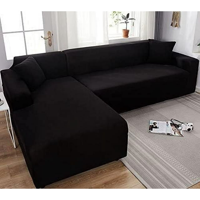 LAICAIW Super Stretch Sectional Couch Covers, L-Shaped Sofa Covers Softness Furniture Slipcovers Non Slip Pets Dogs Furniture Protector (Color : W, Size : 3 Seater(74in-90in))