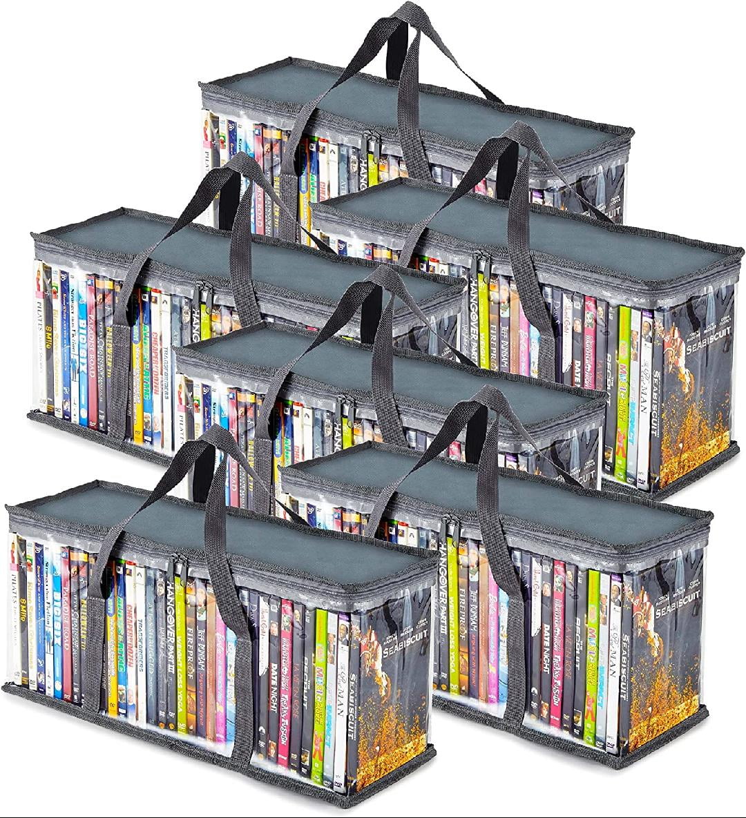DVD Storage Bags (Set of 6) Media Organizer Bag for DVDs, CDs, Blu Ray