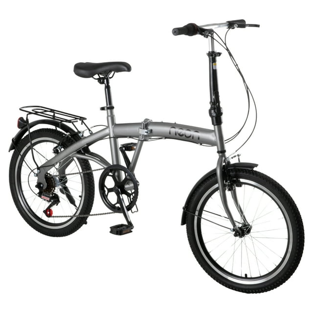 Bicicleta Neon Plegable Rodada 20 7 Velocidades Color Gris