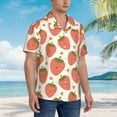 thumbnail image 3 of Fuzoiu Hand Drawn Strawberry Print Hawaiian Shirt for Men, Summer Beach Casual Short Sleeve Button Down Shirts, Men’s Beach Summer Shirts with Pocket,XX-Large, 3 of 7
