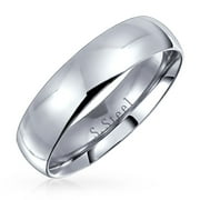 Bling Jewelry Mens Men's Plain Simple Dome Comfort Fit 5MM Band Ring Silver Tone Stainless Steel