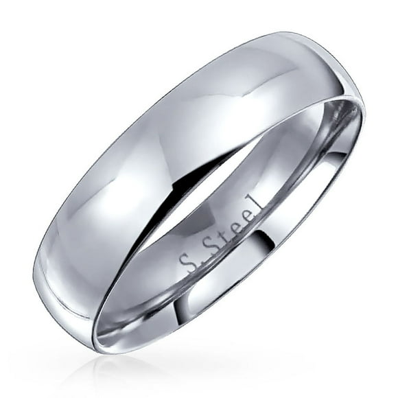 Plain Simple Dome Couples Ring Wedding Band for Women for Men Polished Silver Tone Stainless Steel 5MM