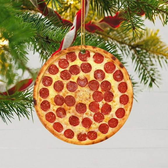 WUSUOWEI Pizza Ornaments for Christmas Tree Hanging Acrylic Ornament Xmas Decorations Gifts for FoodLovers, Women, Men Round Ornament Holiday Home Decor 5/4/3/2/1PCS