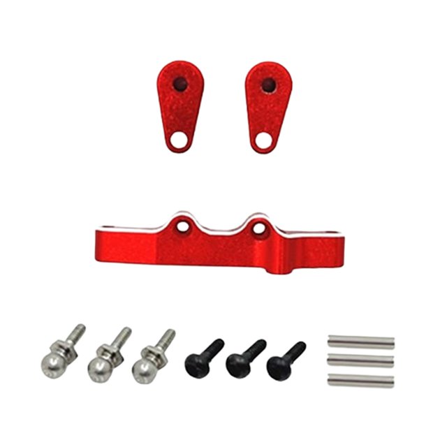 Bunblic RC Steering Components Professional RC Car Parts for Wltoys Crawler Vehicles Red Silver