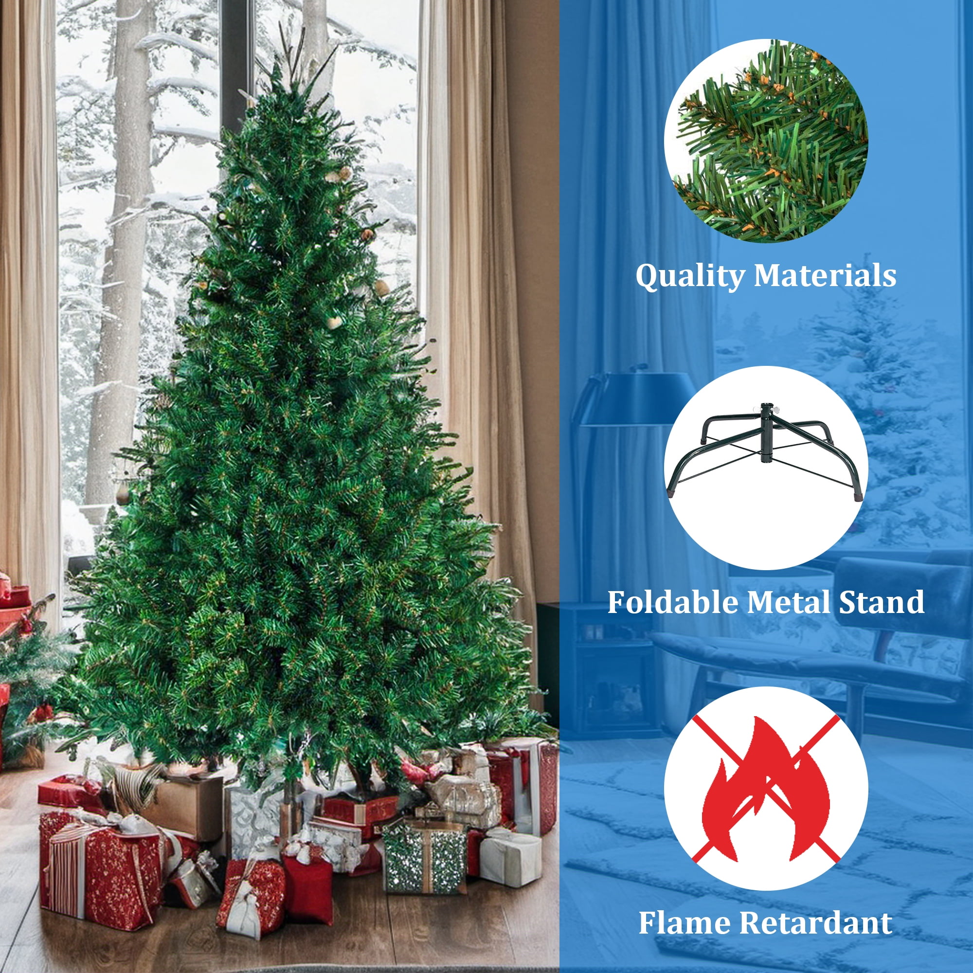 Kepooman 6ft 1050 Branch Christmas Tree,Artificial Christmas Tree for Home Office with Iron Support, Green PVC Xmas Tree Kepooman 6ft 1050 Branch Christmas Tree,Artificial Christmas Tree for Home Office with Iron Support, Green PVC Xmas Tree