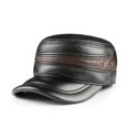 thumbnail image 1 of Men's Adjustable Cowhide Leather Baseball Cap, Thick Warm Winter Dad Hat, 1 of 6