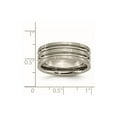thumbnail image 2 of Titanium Polished Notched and Grooved 8mm Satin Band Ring Size 12.5 Ring for Women and Men, 2 of 2