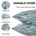 thumbnail image 6 of Outdoor Waterproof Pillow Covers Pack of 2, Blue Ocean Theme Lighthouse Sailboat Shell Wood Grain Patchwork Decorative Throw Pillowcases Cushion Covers for Garden Patio Tent Sofa Couch, 18x18 inch, 6 of 8
