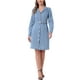 thumbnail image 2 of Camisa de mezclilla INSPIRE CHIC con botones 2023, vestido de cuello con cinturón y bolsillos XL azul claro, 2 of 5