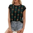 thumbnail image 3 of Cap Sleeve Flower Print Women Casual Knit Crop Tops Sweater Vest, 3 of 6