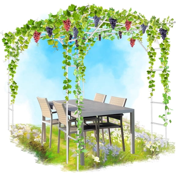 BUKLIYN Grape Trellis - Size: 118 * 79 * 91 inches - Large Outdoor Garden Arch Trellis, Used for Outdoor Climbing of Plants, Courtyard and Garden Decoration of Pavilions (White)