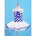 thumbnail image 3 of Yeahdor Kids Girls Christmas Costume Jumpsuit Candy Cane Striped Leotard Fuzzy Tutu Dance Dress Blue-A 4, 3 of 7