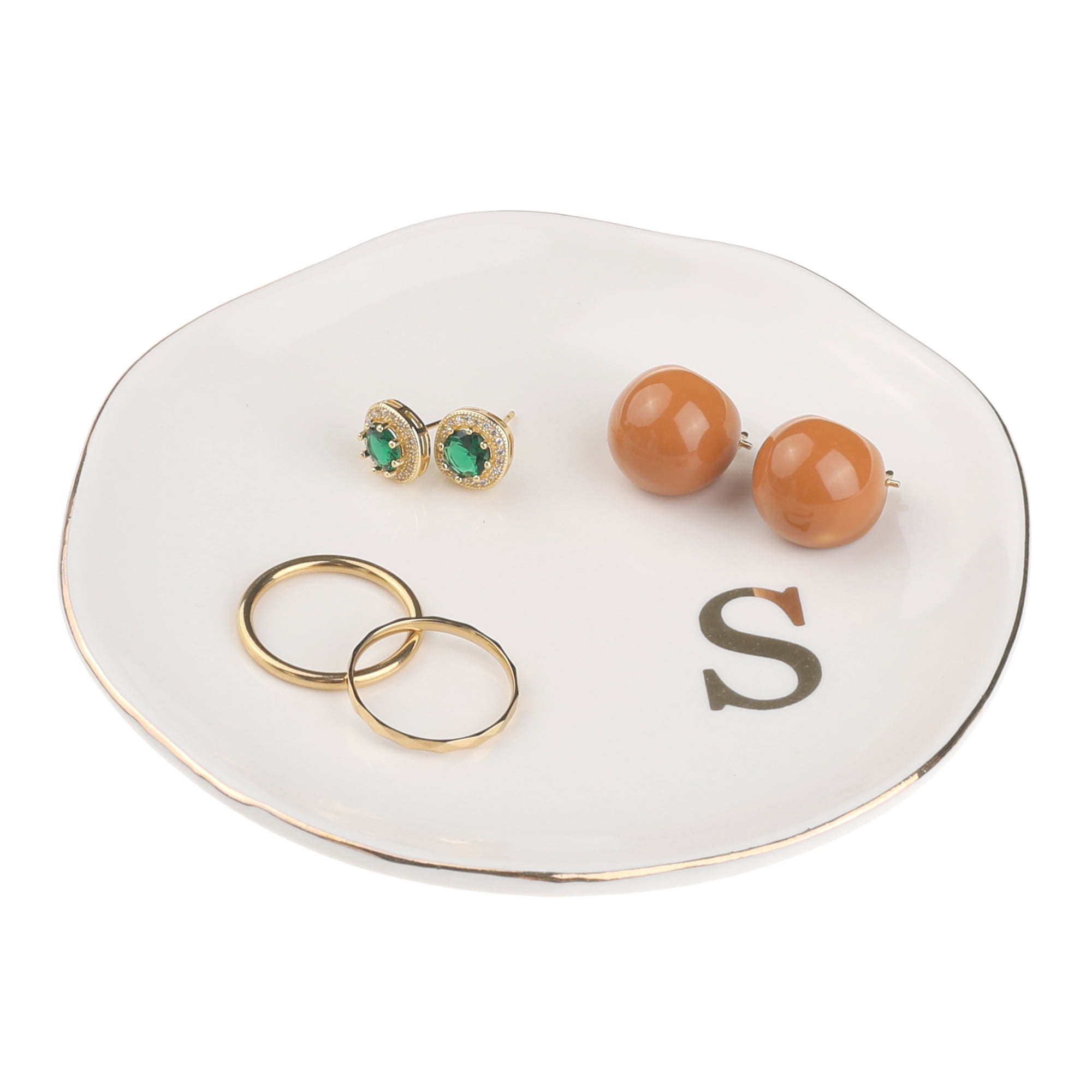 Unique Bargains Ceramic Jewelry Tray Decorative Trinket Dish Gifts Jewelry Boxes White-S
