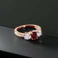 thumbnail image 3 of Gem Stone King 18K Rose Gold Plated Silver 3-Stone Ring Rhodolite Garnet Moissanite(2.02 Cttw) (Size 8), 3 of 4