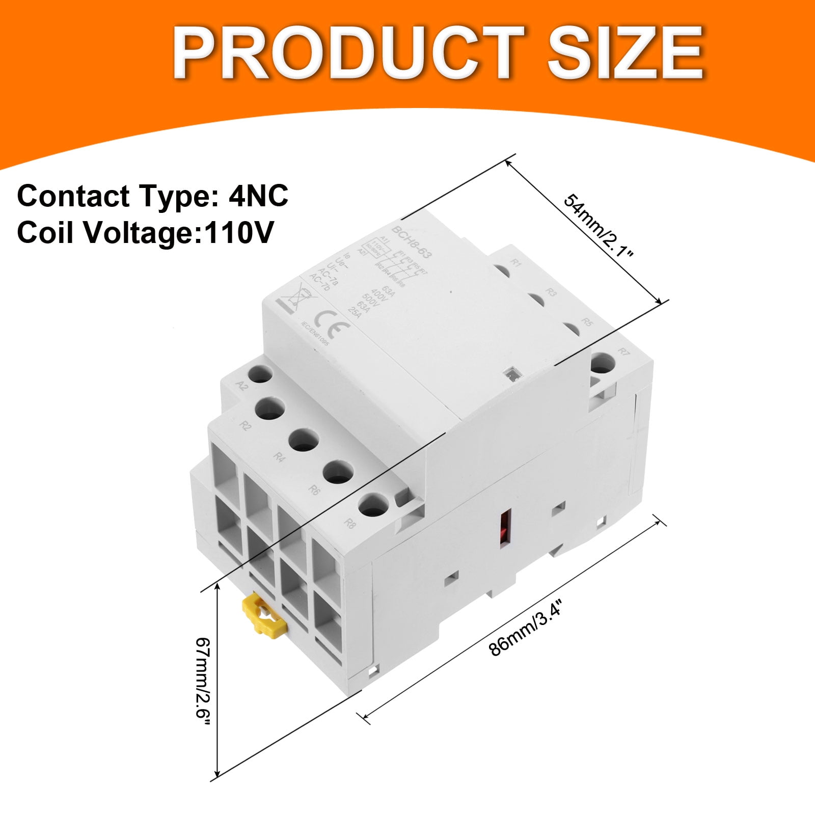 Uxcell AC Contactor 63A 4 Pole 4NC 110V Load and Lighting Circuit Control DIN Rail Mount