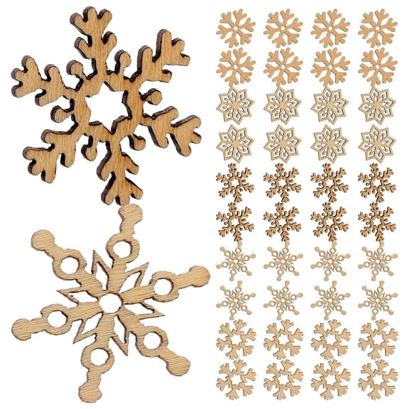 WEUVEB 200pcs Mini Wood Snowflake Ornaments Unfinished Wooden Cutouts for Crafts Holiday Decorations